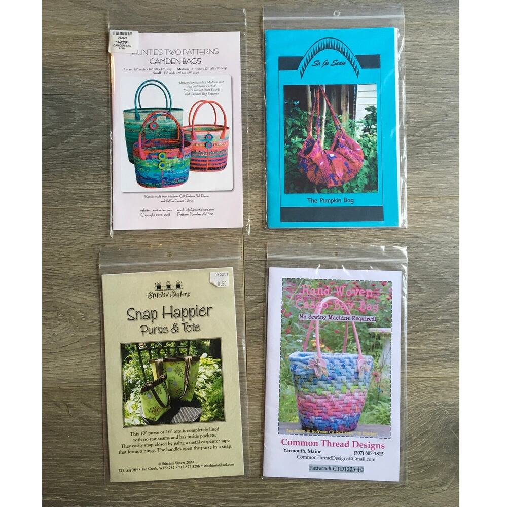 Purse Handbag Sewing Pattern *LOT of 4* Cottage Boho Whimsical Sewist DIY